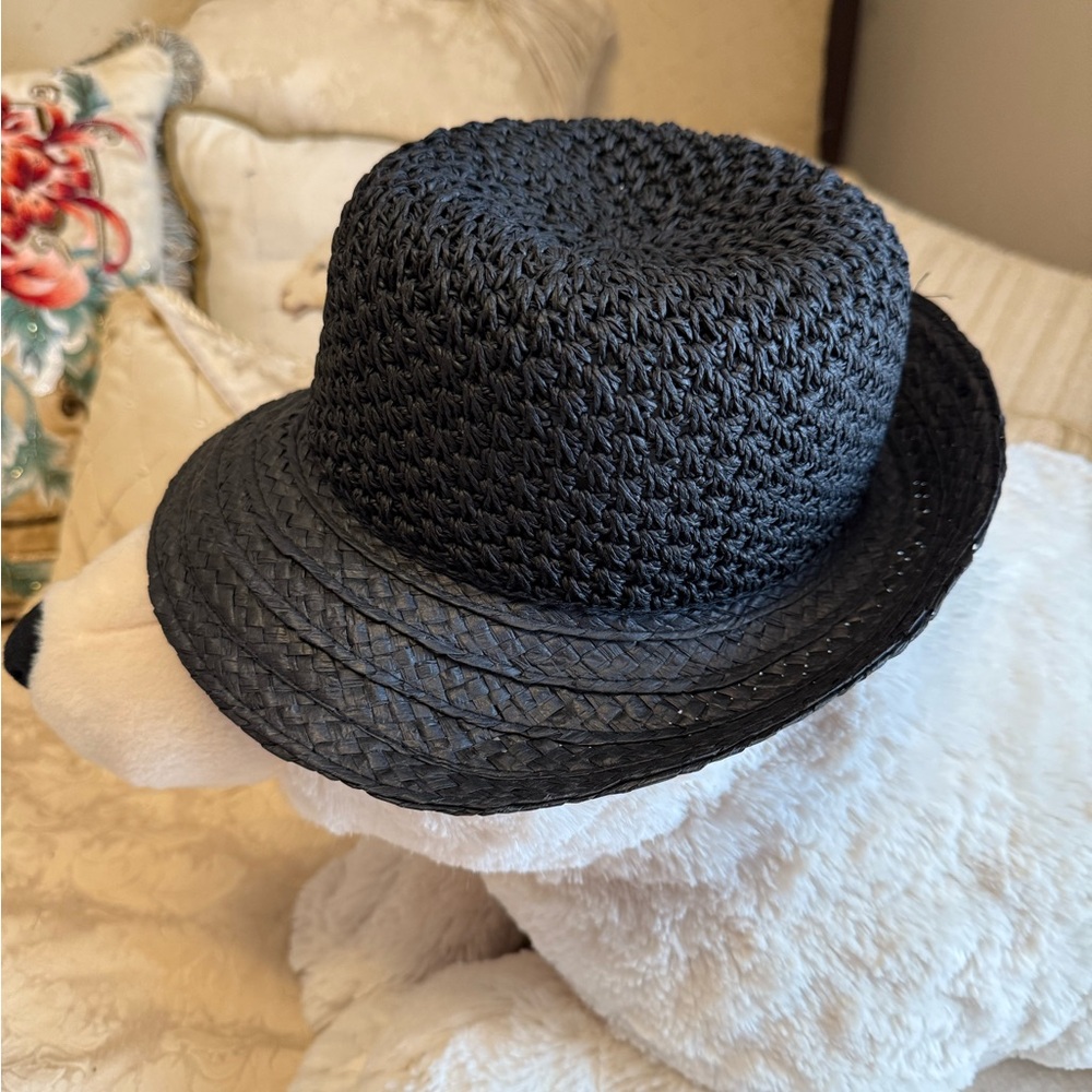 Navy Woven Straw Hat